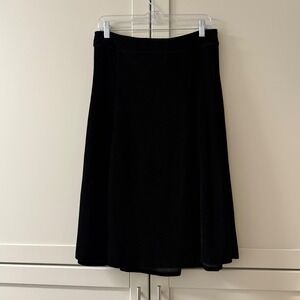 Quacker Factory Black Velvet Midi Skirt‎ Elastic Waist Womens Medium RN 90133